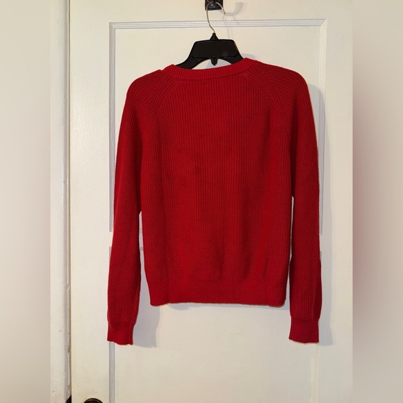 J.crew Button raglan crewneck red sweater NWT MEDIUM - Picture 3 of 7